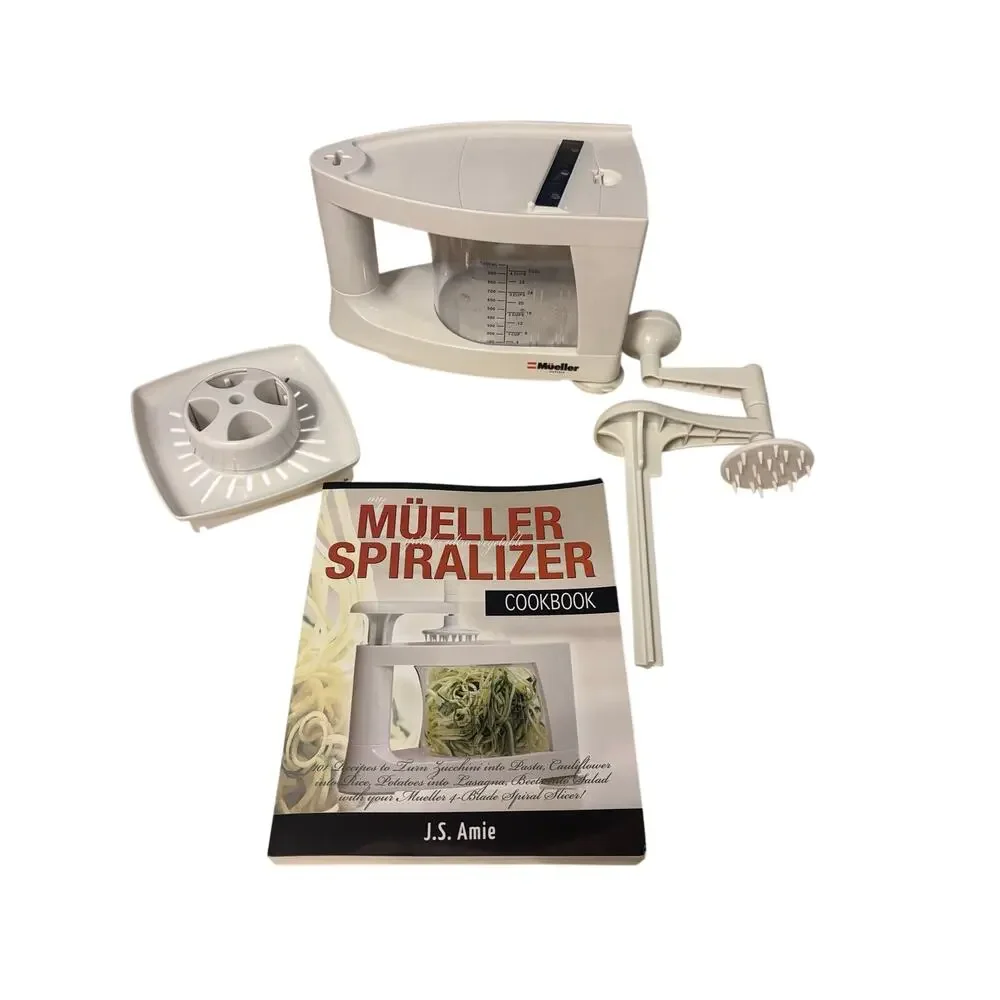 Mueller Austria Spiralizer Vegetable Slicer Container Cookbook & Slicing Blade